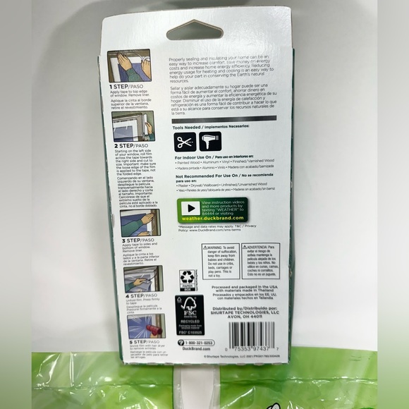 Duck Window Insulating Heat Shrink Film Kit 62” X 126” & 2 Pks Weatherstrip Seal - Picture 3 of 8
